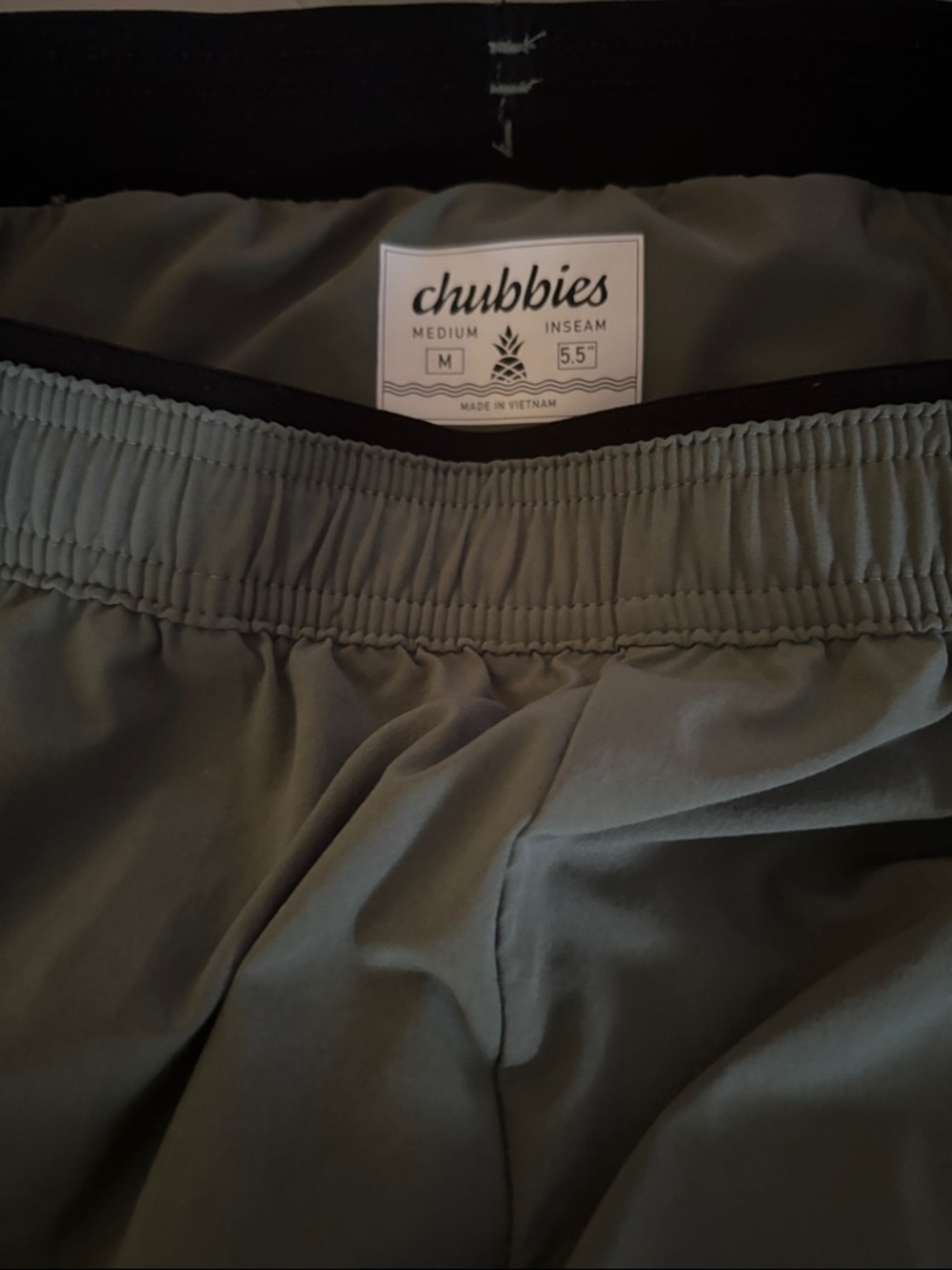 chubbies Men's Athletic Shorts - Olive Green with Black Waistband